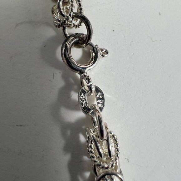 Sterling Silver Intricate Rope-Style Link Bracelet 925 With Lobster Claw Clasp - Picture 3 of 3